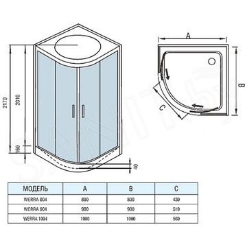 Душевая кабина WeltWasser WW500 Werra 804 / 904 / 1004
