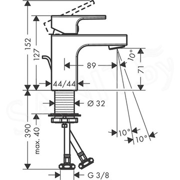 Смеситель для умывальника Hansgrohe HG Vernis Shape 71560670 с донным клапаном
