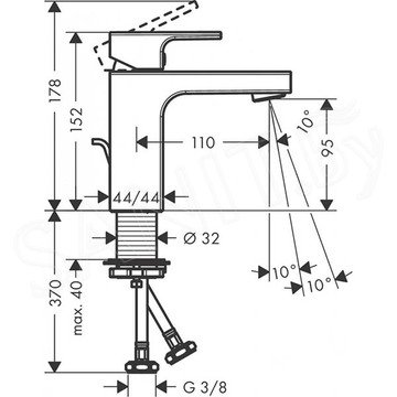 Смеситель для умывальника Hansgrohe Vernis Shape 71561000 с донным клапаном
