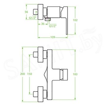 Смеситель для душа Laveo Kvadrato BLQ_040D