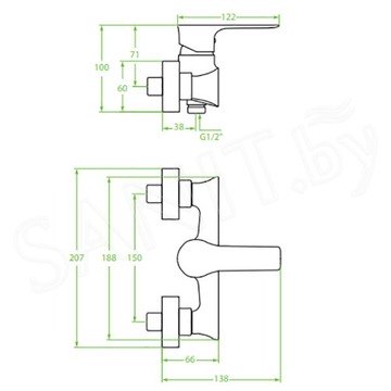 Смеситель для душа Laveo Raila BLL_040D