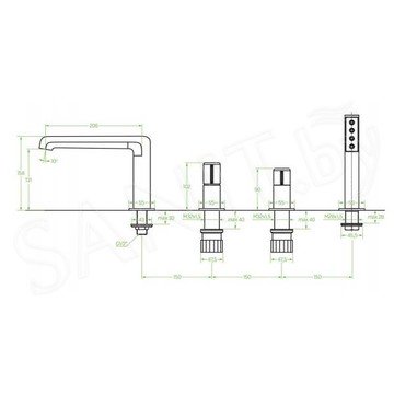 Смеситель на борт ванны Laveo Pretto BAO_014D на 4 отверстия