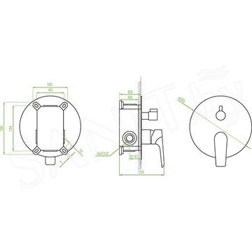 Смеситель встраиваемый Laveo Alea BLE_60PD (2 функции)