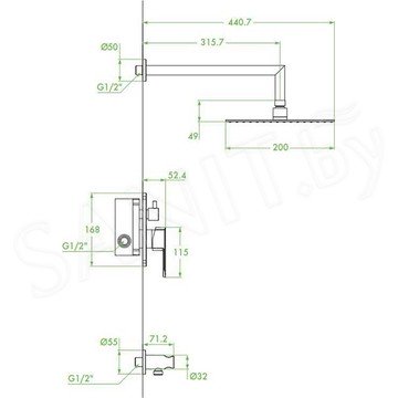 Душевая система скрытого монтажа Laveo Calla BAC_001P