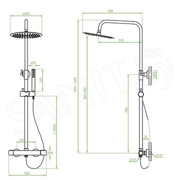 Душевая стойка Laveo Pretto PLP_10OB