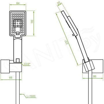 Душевая лейка со шлангом Laveo Kvadrato NLQ_00AD