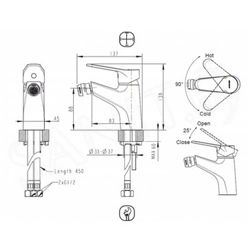 Смеситель для биде Bravat Faucet-Eco-K F3111147C