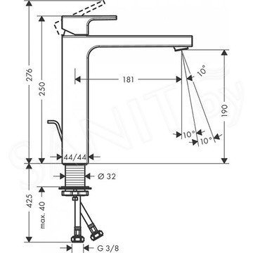 Смеситель для умывальника Hansgrohe Vernis Shape 71562670 с донным клапаном