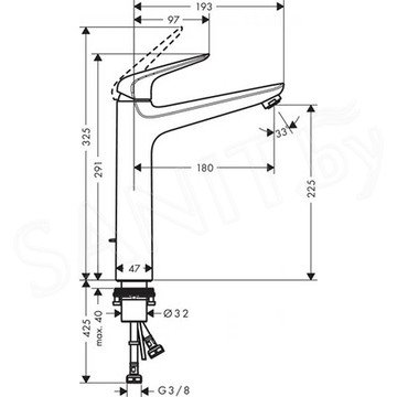 Смеситель для умывальника Hansgrohe Novus 71123000 с донным клапаном
