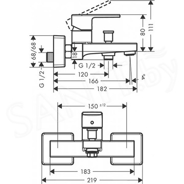 Смеситель для ванны Hansgrohe Vernis Shape 71450670