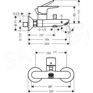 Смеситель для ванны Hansgrohe Talis E 71740670