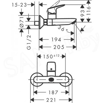 Смеситель для ванны Hansgrohe Logis 71225000