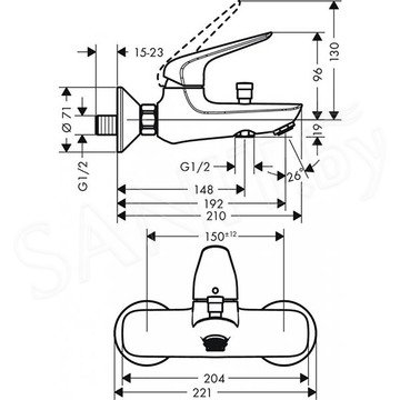 Смеситель для ванны Hansgrohe Novus 71040000