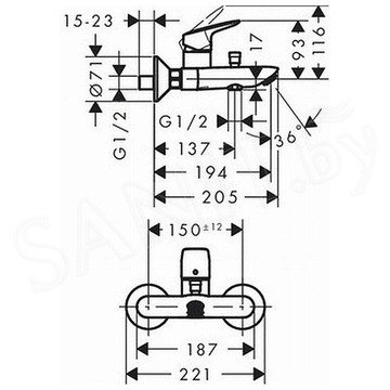 Смеситель для ванны Hansgrohe Logis 71400000