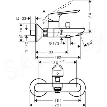 Смеситель для ванны Hansgrohe Logis E 71403000