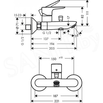 Смеситель для ванны Hansgrohe Talis E 71740000