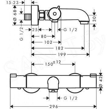 Смеситель для ванны Hansgrohe Ecostat 1001 CL ВМ 13201000 термостатический