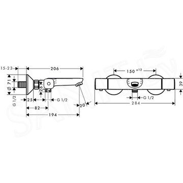 Смеситель для ванны Hansgrohe Ecostat Universal 13123000 термостатический
