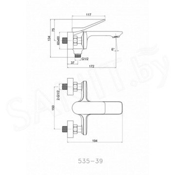 Смеситель для ванны Cersanit Odra 63051