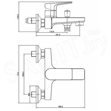 Смеситель для ванны Cersanit Nature 63064