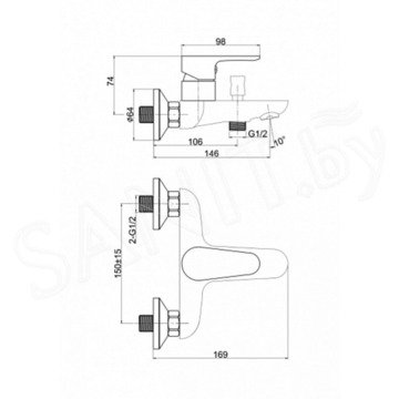 Смеситель для ванны Cersanit Cersania 63031