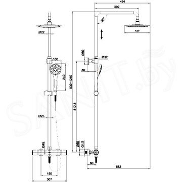 Душевая стойка Cersanit Odra 63069 с термостатом