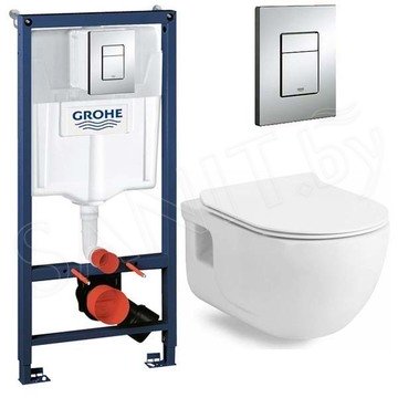 Комплект инсталляции Grohe Rapid SL 38772001 с подвесным унитазом Sanovit Lucco Brilla Rim Art