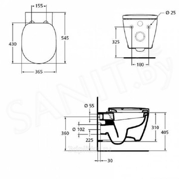 Комплект инсталляции Ideal Standard с подвесным унитазом Connect W220101 и крышкой SoftClose