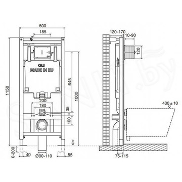 Система инсталляции OLI 80 885111 + клавиша Slim 659041 белая