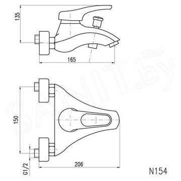 Смеситель для ванны Slezak RAV Nil N154.5