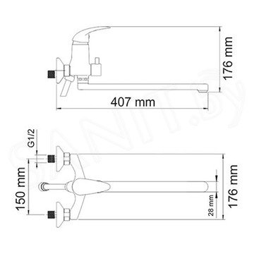 Смеситель для ванны WasserKraft Isen 2602L