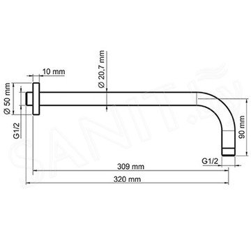 Кронштейн для верхнего душа Wasserkraft A079
