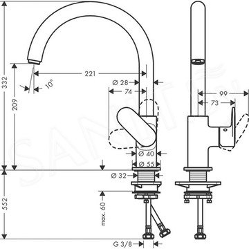 Смеситель для кухонной мойки Hansgrohe Vernis Blend 71870670