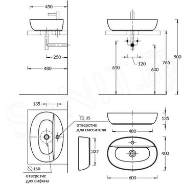 Умывальник Kerama Marazzi Plaza PLR.wb.60.1