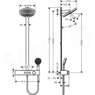 Душевая стойка Hansgrohe Pulsify Showerpipe 260 2jet black matt