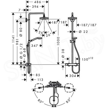 Душевая стойка Hansgrohe Croma Select E 180 Showerpipe 27256400