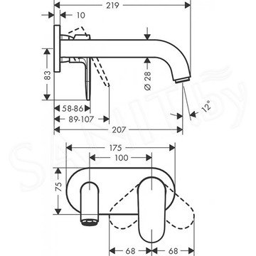 Смеситель встраиваемый Hansgrohe Vernis Shape 71578670 / 71578000 для умывальника