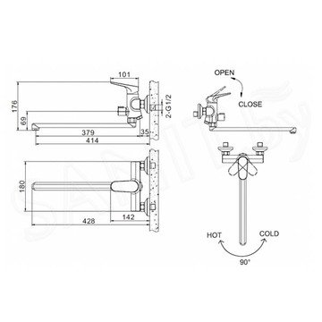 Смеситель для ванны Bravat Eler F6191238CP-01L-RUS