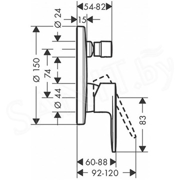 Смеситель встраиваемый Hansgrohe Vernis Blend 71466670 / 71466000 (2 функции)