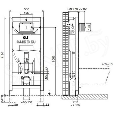 Комплект инсталляции Oli120 с кнопкой Slim хром матовый и унитазом Creavit Free