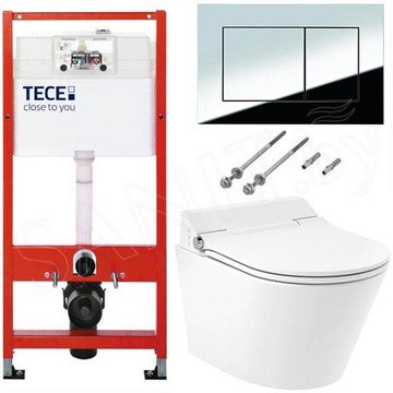Комплект инсталляции TECEbase kit 9400401S (9400412) c кнопкой и умным подвесным унитазом Lavinia Boho Smart V-Clean 335901RS
