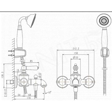 Смеситель для ванны Bravat Art F675109U-B1-RUS