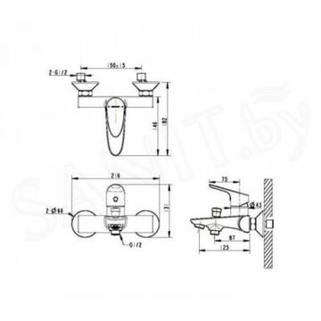 Смеситель для ванны Bravat Drop F64898C-01А