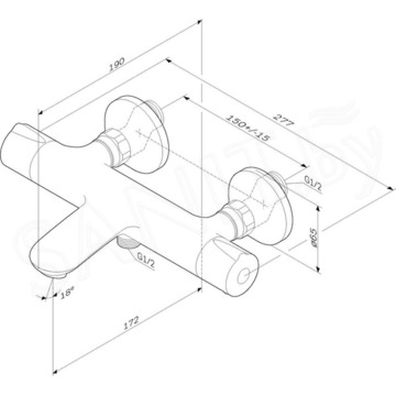 Смеситель для ванны AM.PM Like F8050000 термостатический