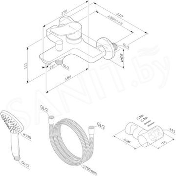 Смеситель для ванны AM.PM X-Joy F85A15000