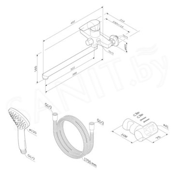 Смеситель для ванны AM.PM Gem F90A95000