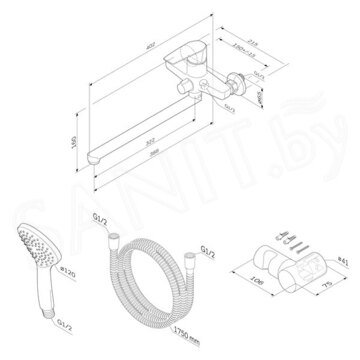 Смеситель для ванны AM.PM Gem F90A95000