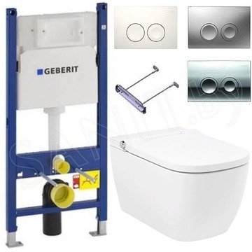 Комплект инсталляции Geberit Duofix Plattenbau с панелью смыва Delta 21 и умным подвесным унитазом Lavinia Boho Smart V-Clean 3359101R