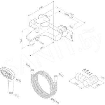 Смеситель для ванны AM.PM Spirit V2.1 F71A15000