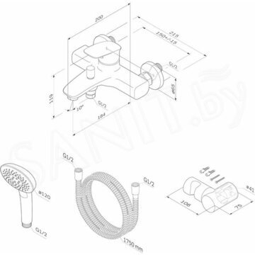 Смеситель для ванны AM.PM Spirit V2.1 F71A15000